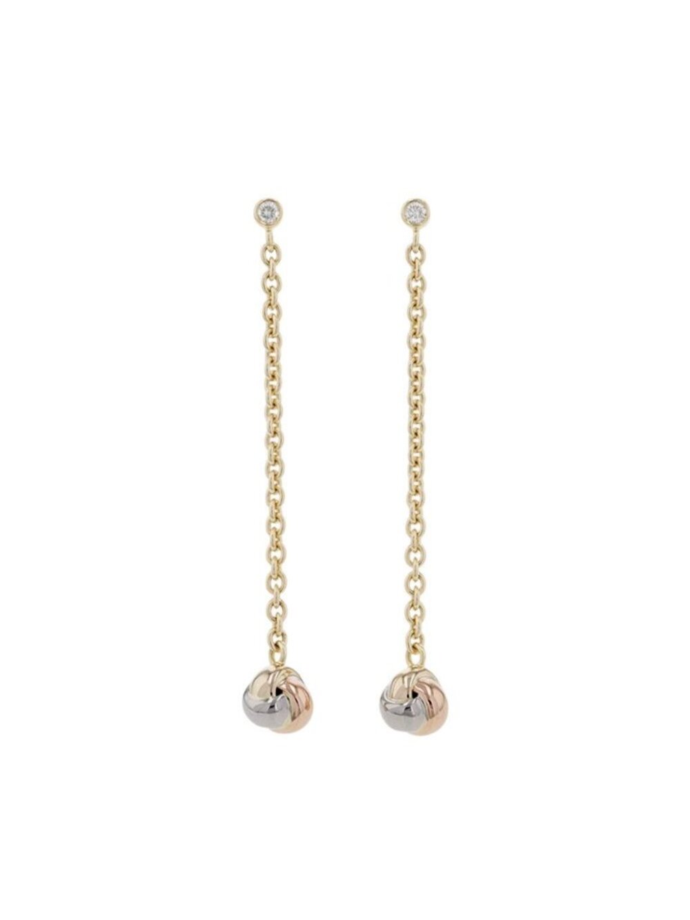 Cartier Earrings Baby Trinity Diamond 18k Yellow Gold 18k Pink White